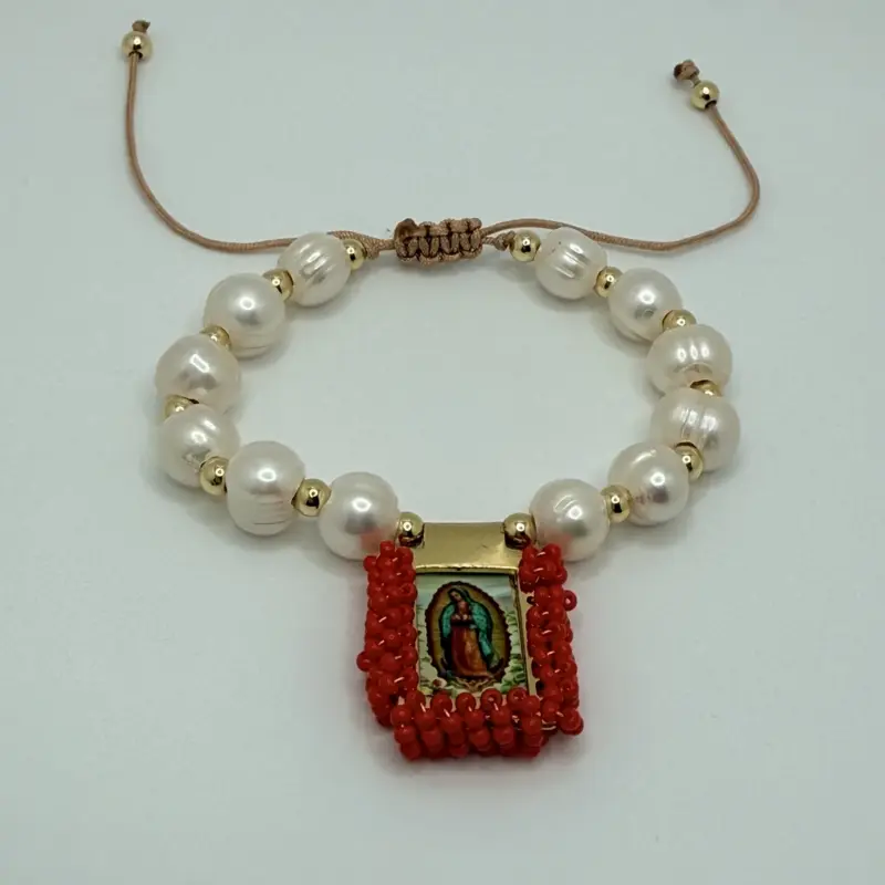 Pearl bracelet with red scapular