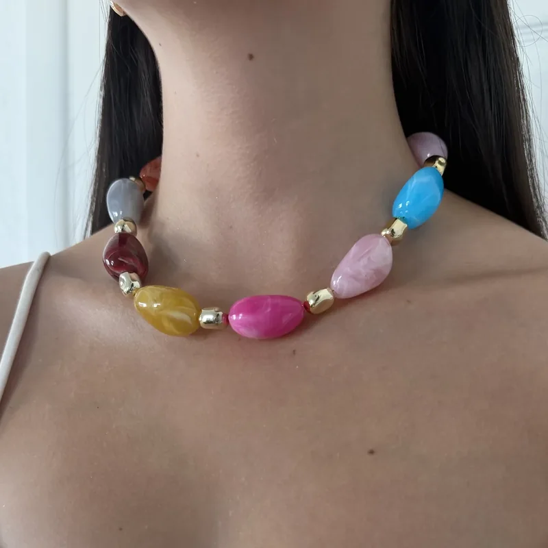 Colorful stone choker